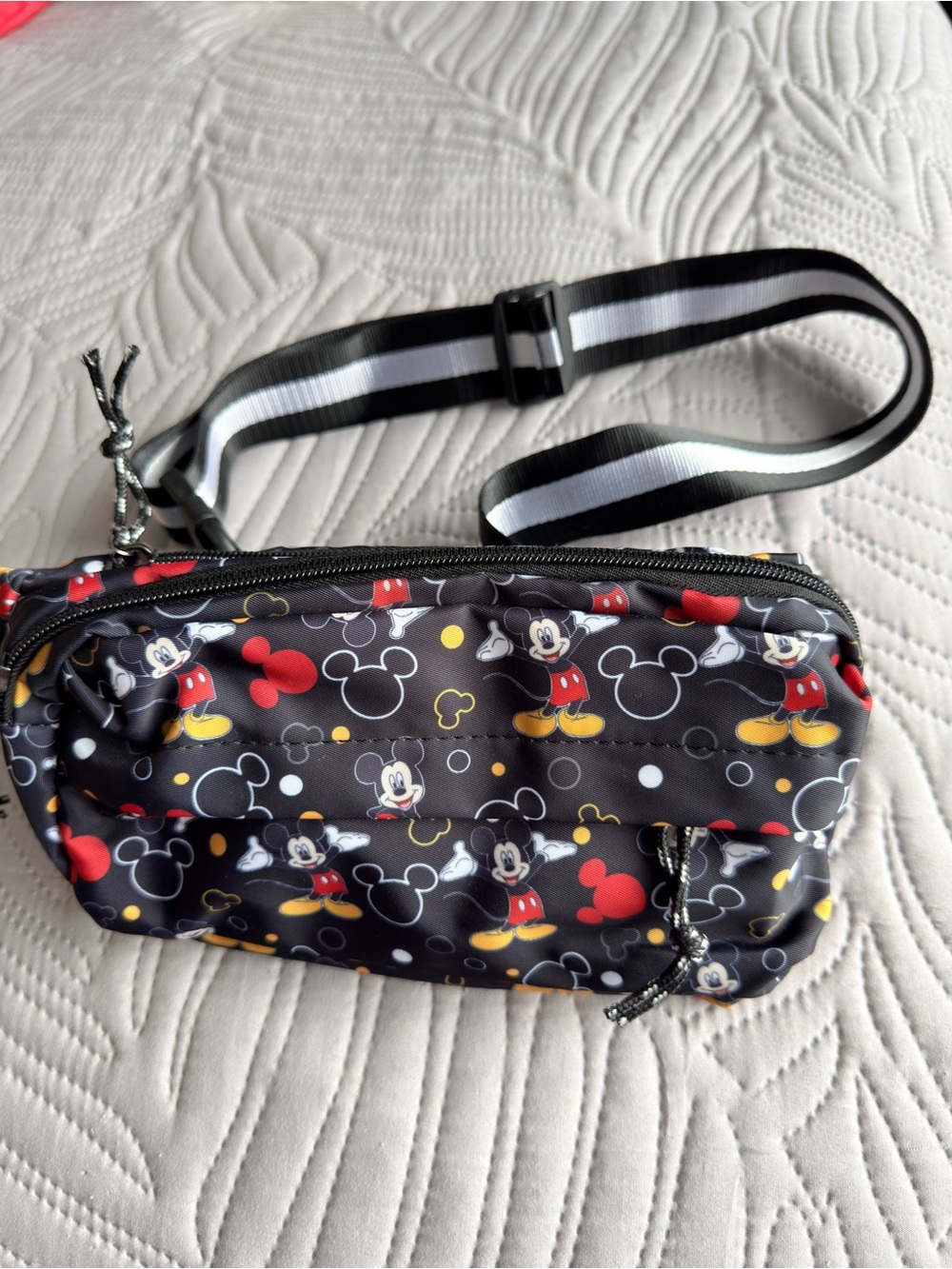 Disney Black Mickey Mouse Belt Bag with Red and Yellow Accents